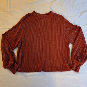 LUSH Ribbed Super Soft Crewneck Sweater M Arabian Spice Red - Fall Cozy Knit